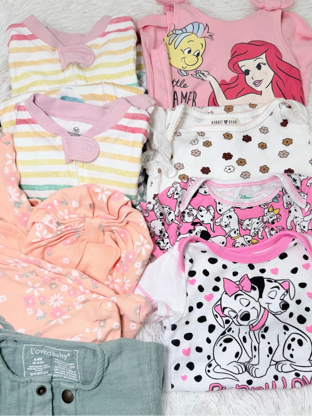 Love & Baby Peach Floral Baby Pajama Set with Green Pants - Picture 2 of 14